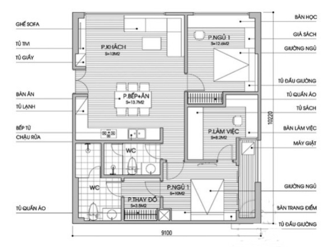 Thiet ke cuc dep, thuan tien cho can ho chung cu 90m2-Hinh-2